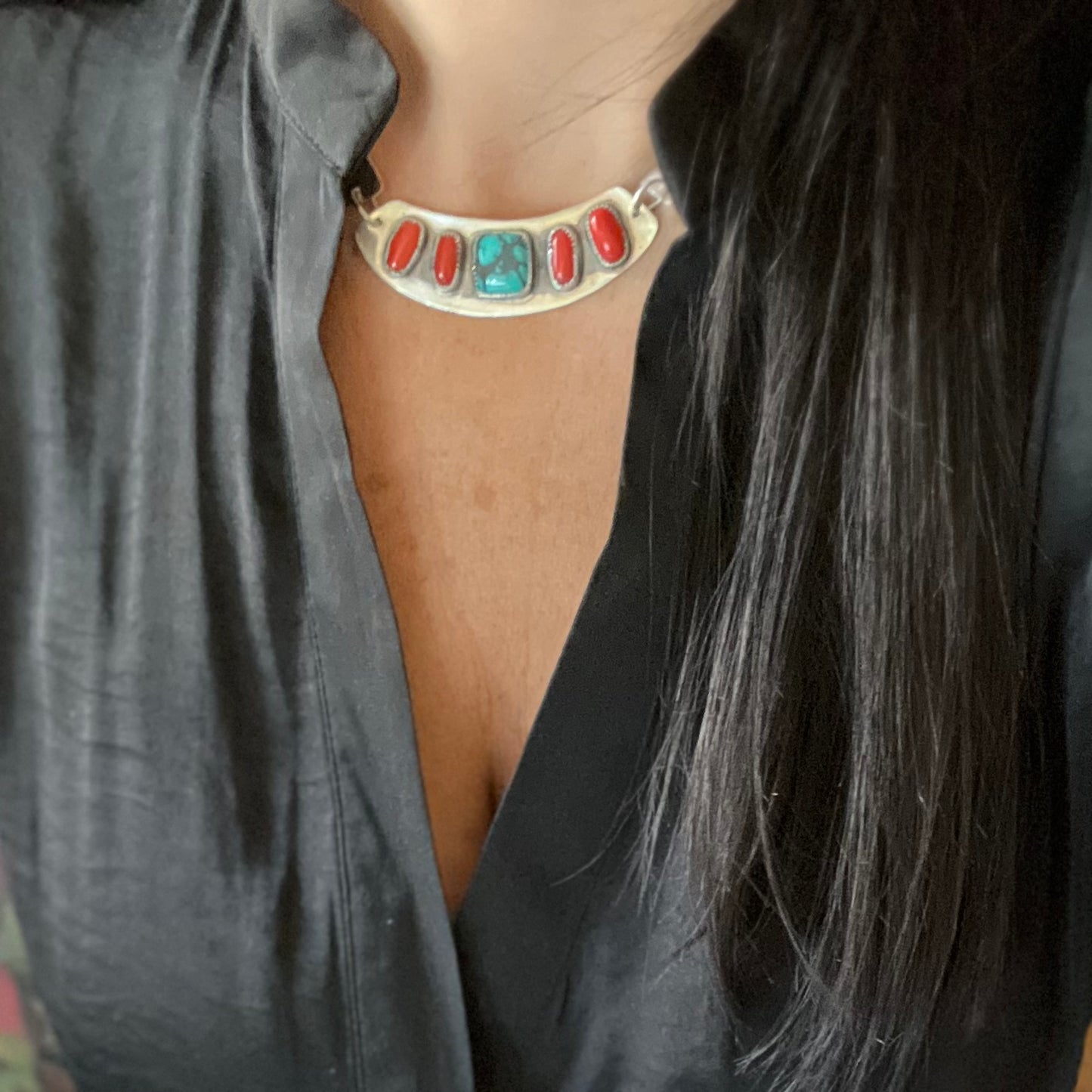 Viking Turquoise & Coral Necklace