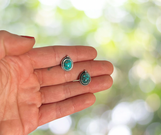 Turquoise Rope Studded Earrings