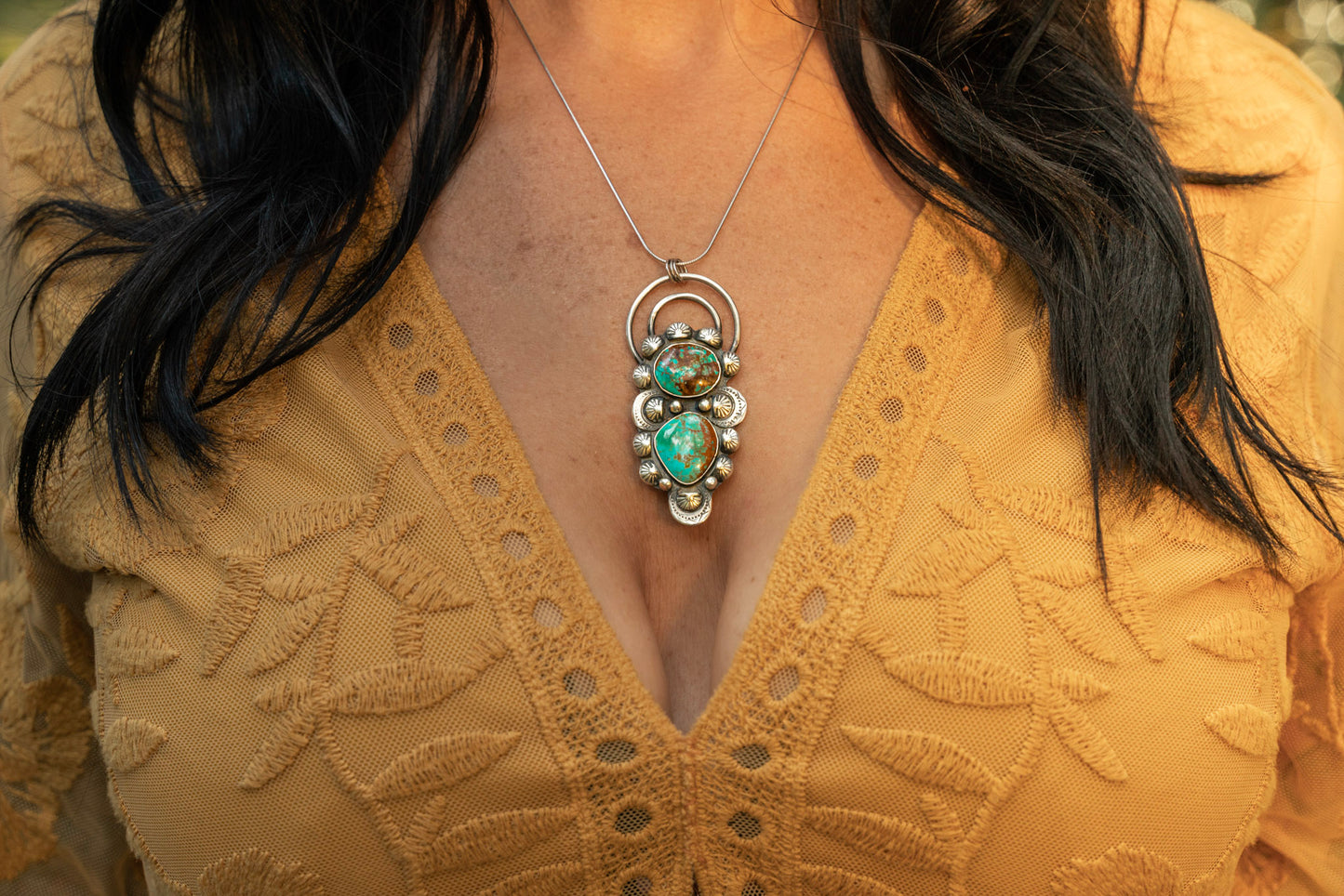 "Sundance" Royston Turquoise - Sun Halo Necklace